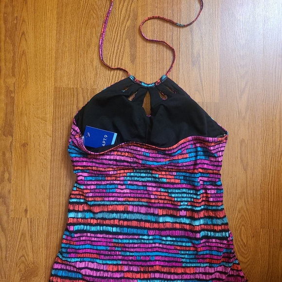 NWT Apt. 9 Striped Tankini Halter Top Size Large - Picture 3 of 4